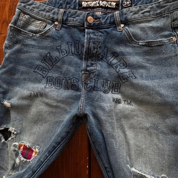 Billionaire Boys Club Moon Trail Jeans Mens 38x32 Blue Excellent Distressed